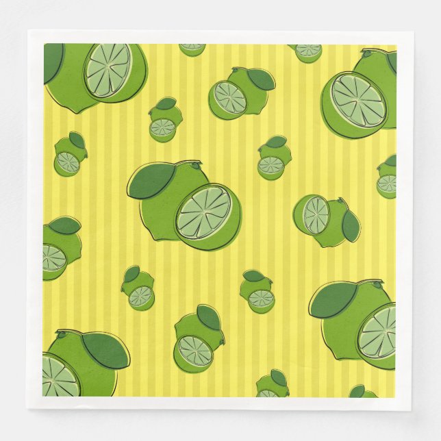 Serviette En Papier Illustration de citrons verts (Devant)