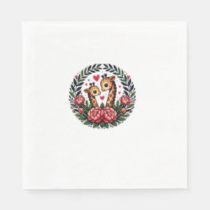 Serviette En Papier Illustration de couple de girafe Amateurs de giraf