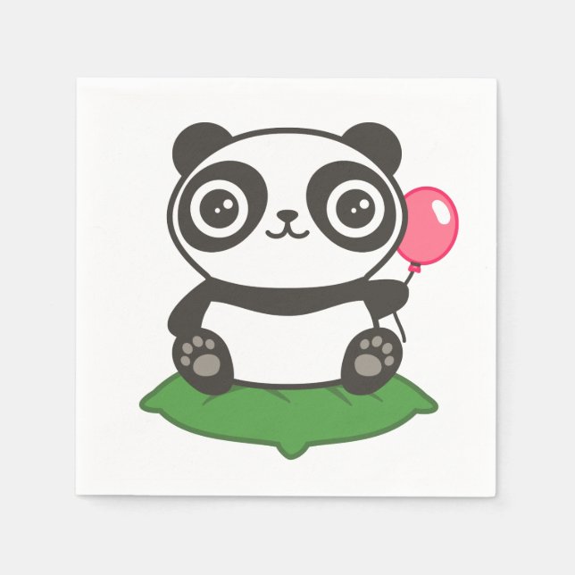 Serviette En Papier Illustration de Cute Panda (Devant)