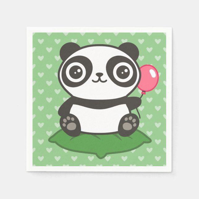 Serviette En Papier Illustration de Cute Panda (Devant)