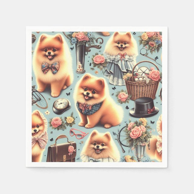 Serviette En Papier Illustration de Cute Pomeranian (Devant)