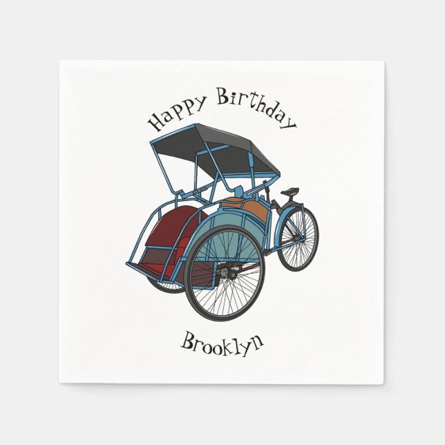 Serviette En Papier Illustration de cyclo-pousse (Devant)