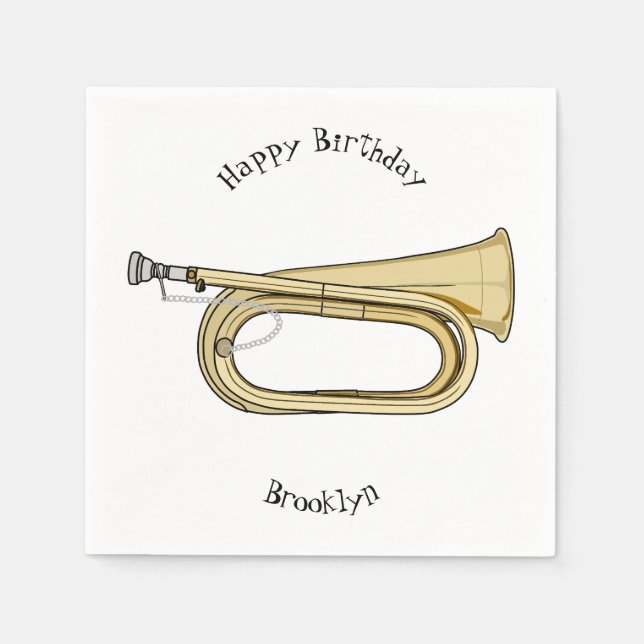 Serviette En Papier Illustration de dessin animé Bugle (Devant)