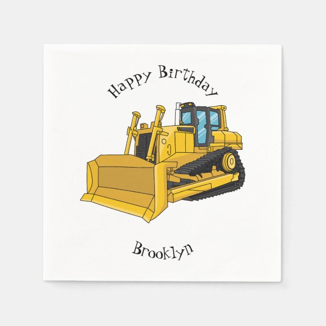 Serviette En Papier Illustration de dessin animé Bulldozer (Devant)