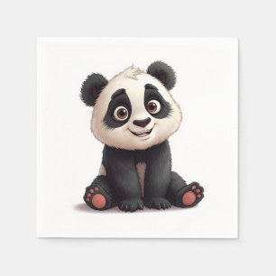 Serviette En Papier Illustration de dessin animé d'ours panda assis