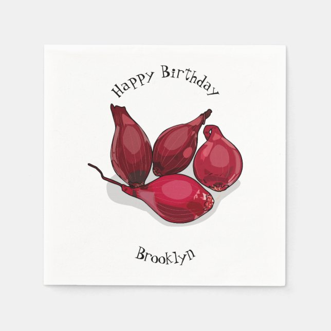 Serviette En Papier Illustration de dessin animé Shallot (Devant)