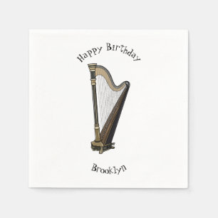 Serviette En Papier Illustration de dessin animé sur la harpe