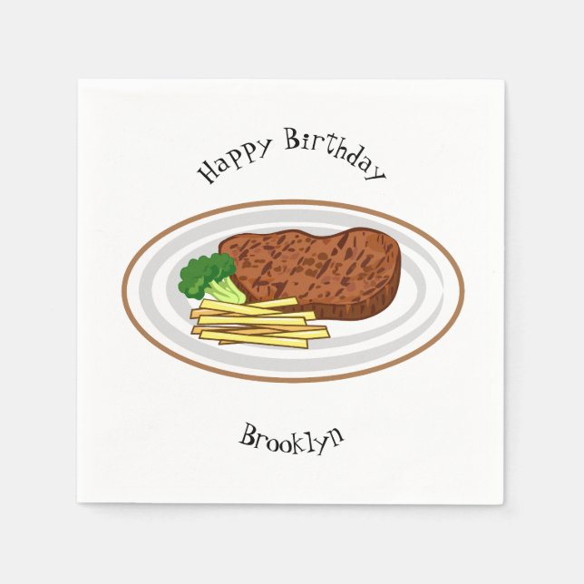 Serviette En Papier Illustration de dessin de steak (Devant)