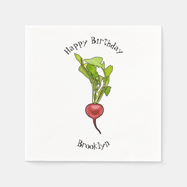 Serviette En Papier Illustration de dessin Radish (Devant)