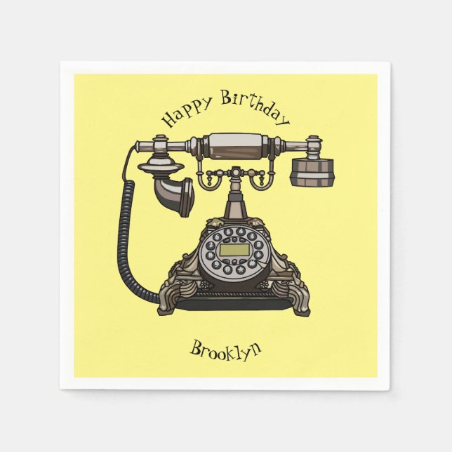 Serviette En Papier Illustration de dessin téléphonique (Devant)