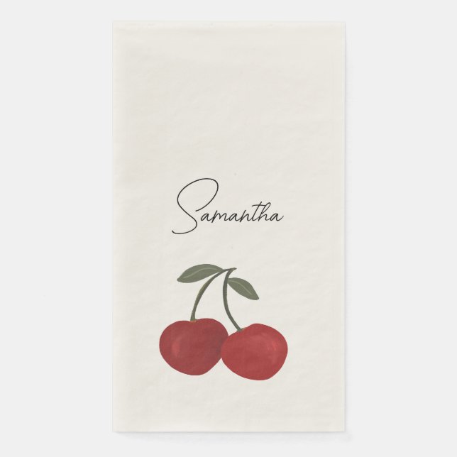 Serviette En Papier Illustration de deux cerises rouges | Art de fruit (Devant)