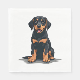 Serviette En Papier Illustration de dos de chien noir et feu vintage P