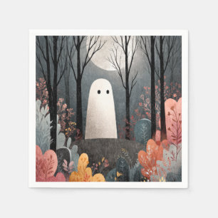 Serviette En Papier Illustration de fantôme lunaire Aquarelle Hallowee