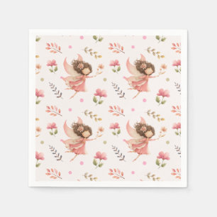 Serviette En Papier Illustration de fée florale rose pastel
