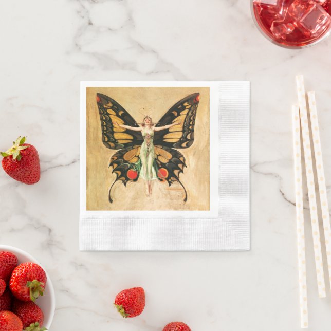 Serviette En Papier Illustration de femme volant papillon Flapper (En situation)