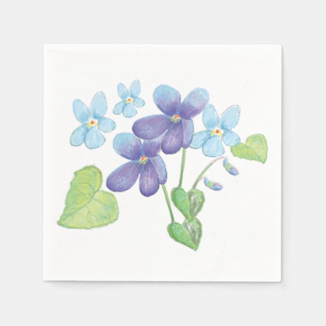 Serviette En Papier Illustration de fleurs de violette sauvage  (Devant)