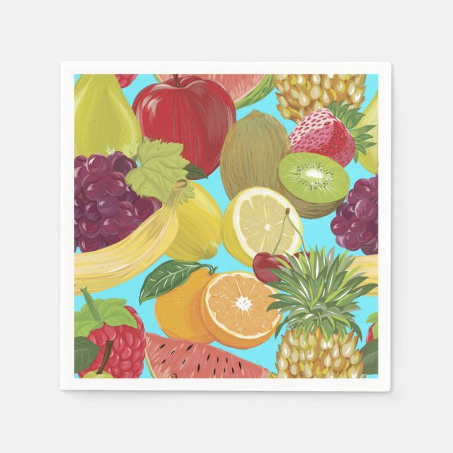 Serviette En Papier Illustration de fruits tropicaux mélangés (Devant)