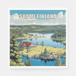 Serviette En Papier Illustration de la nature finlandaise