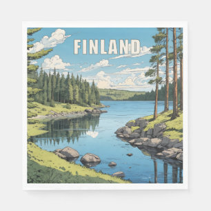 Serviette En Papier Illustration de la nature finlandaise