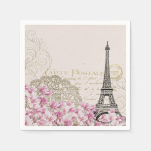 Serviette En Papier Illustration de la tour Eiffel vintage Paris Art F