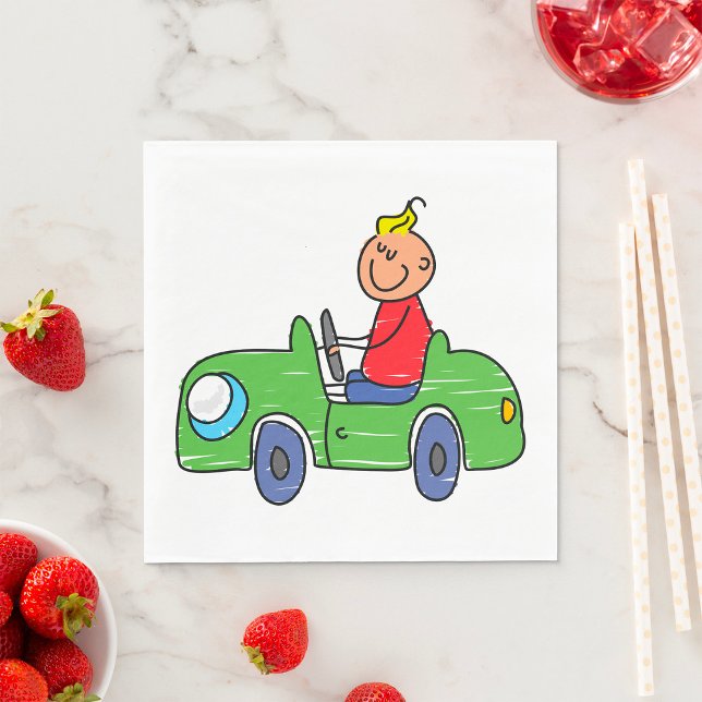 Serviette En Papier Illustration de la voiture verte pour enfants (Créateur téléchargé)
