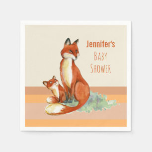 Serviette En Papier Illustration de l'aquarelle Momma Fox et Baby