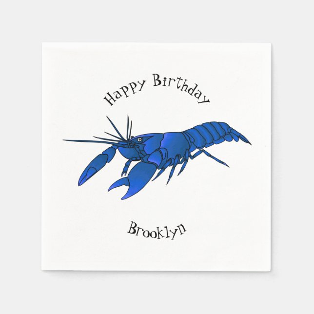Serviette En Papier Illustration de l'écrevisse marron bleu (Devant)