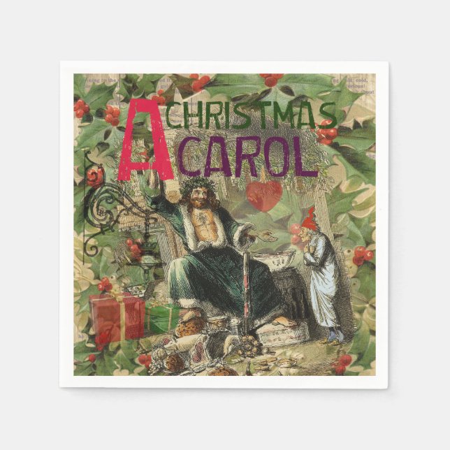 Serviette En Papier Illustration de l'esprit de Noël présent Scrooge (Devant)