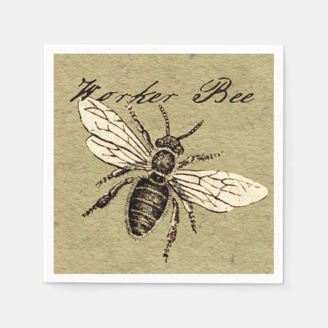 Serviette En Papier Illustration de l'insecte d'abeille vintage (Devant)