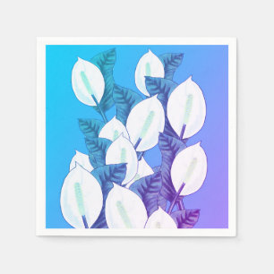 Serviette En Papier Illustration de Lys de la Paix blanc sur fond bleu