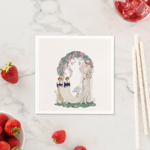 Serviette En Papier Illustration de mariage Art Nouveau – Robe de mari