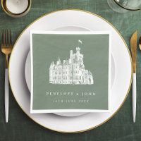Illustration de mariage de château vintage vert sa
