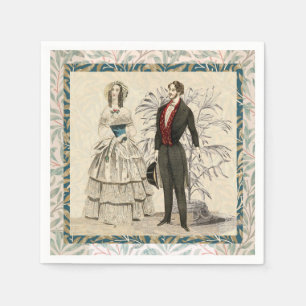 Serviette En Papier Illustration de mariage victorien vintage 1844