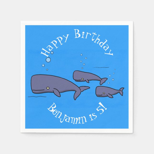 Serviette En Papier Illustration de mignonne migratrice de baleines à  (Devant)