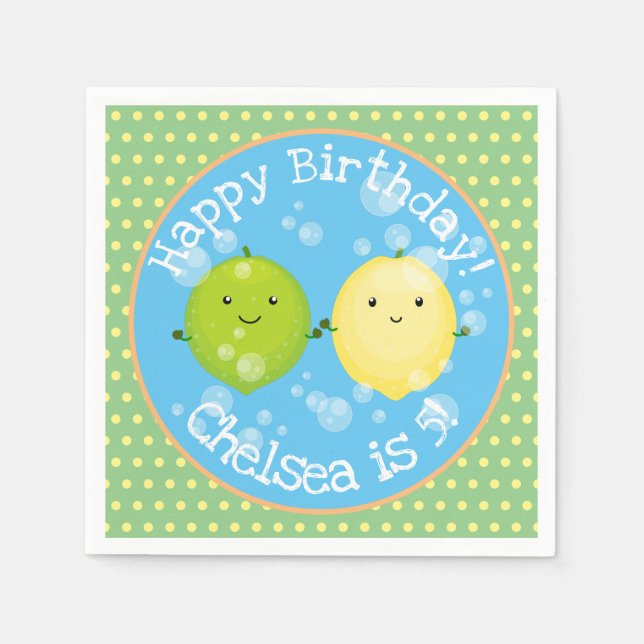 Serviette En Papier Illustration de mignons amis citron et citron vert (Devant)