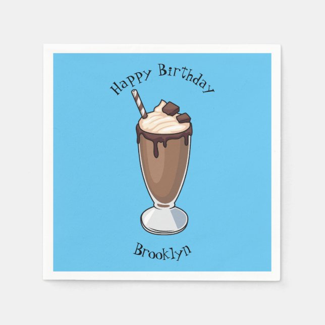 Serviette En Papier Illustration de milk-shake au chocolat (Devant)