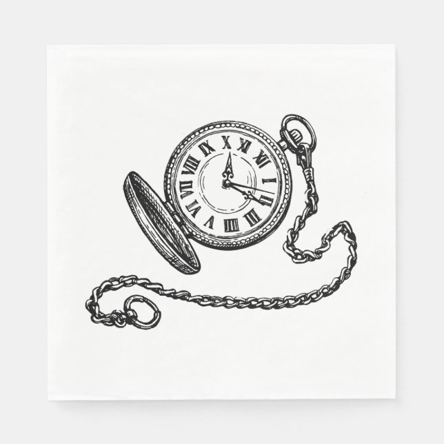 Serviette En Papier Illustration de montre de poche victorienne vintag (Devant)