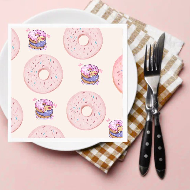 Serviette En Papier Illustration de motif de donuts sucrés mignons du  (Créateur téléchargé)