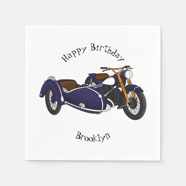 Serviette En Papier Illustration de moto pourpre Sidecar (Devant)
