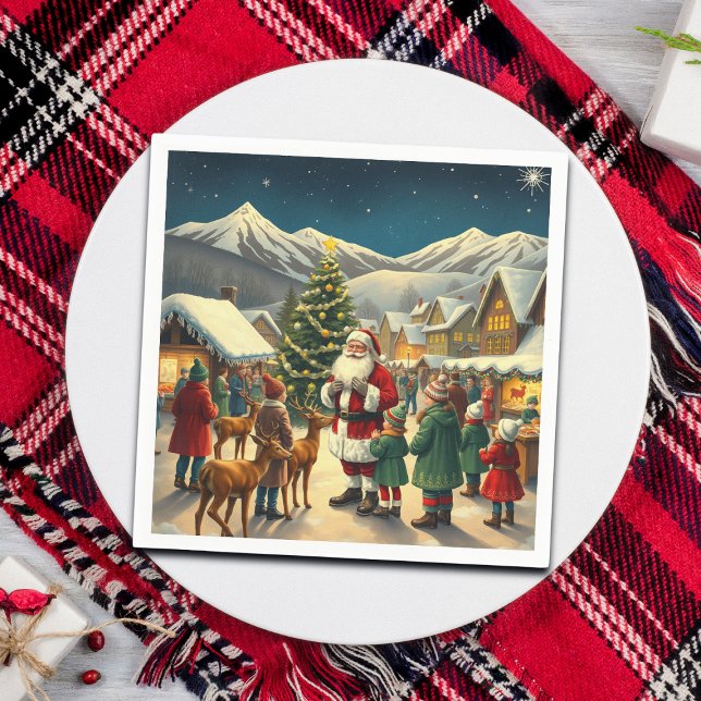 Serviette En Papier Illustration de Noël Vintage (Créateur téléchargé)