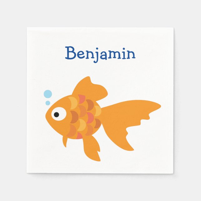Serviette En Papier Illustration de poisson d'or convivial (Devant)
