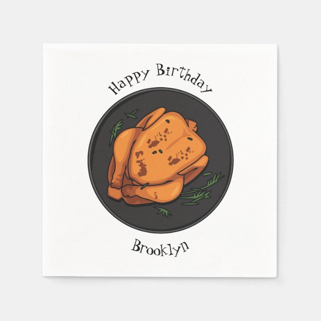 Serviette En Papier Illustration de poulet rôti (Devant)