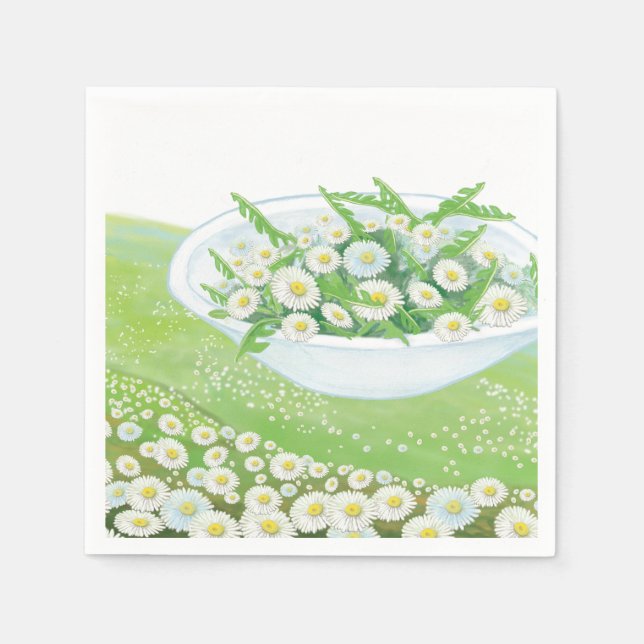Serviette En Papier Illustration de salade de printemps Daisy et Dande (Devant)