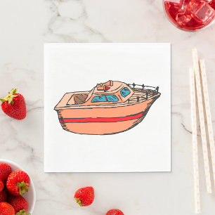 Serviette En Papier Illustration de Speedboat amusant Nautical Boat De