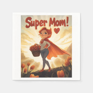 Serviette En Papier Illustration de Super Maman