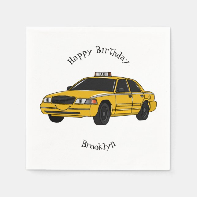 Serviette En Papier Illustration de taxi (Devant)
