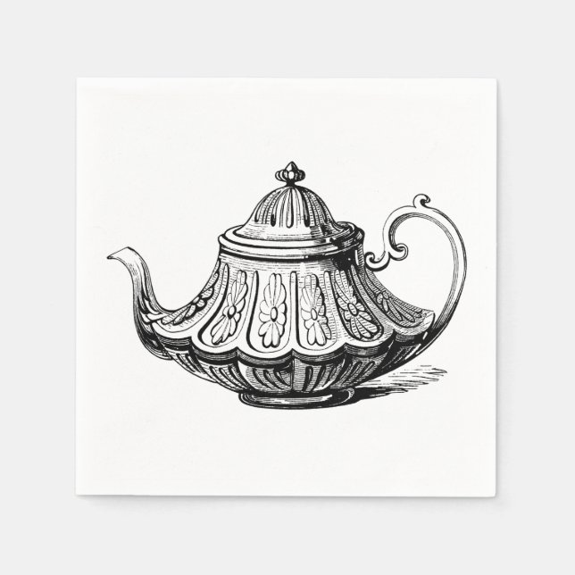 Serviette En Papier Illustration de théière antique (Devant)