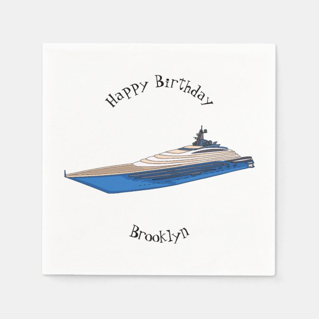 Serviette En Papier Illustration de yacht (Devant)
