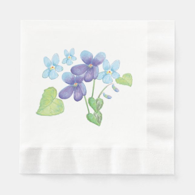 Serviette En Papier Illustration des fleurs de violet sauvages (Devant)