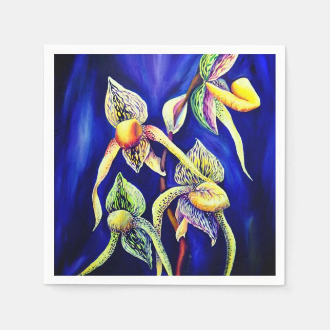 Serviette En Papier Illustration des orchidées de chlipper de l'aquare (Devant)